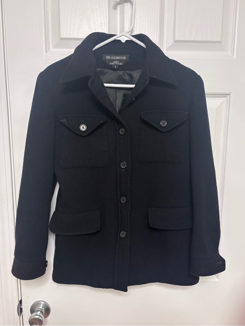 Braebrook black pea coat with Front Pockets